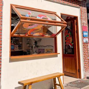 木门网红折叠窗上下推拉窗咖啡馆门窗店铺门实木门窗玻璃门外卖窗