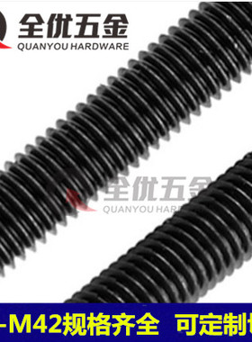 8.8级发黑丝杆牙条全螺纹螺杆M6M8M10M12M14M16M18M20M22-M42*1米
