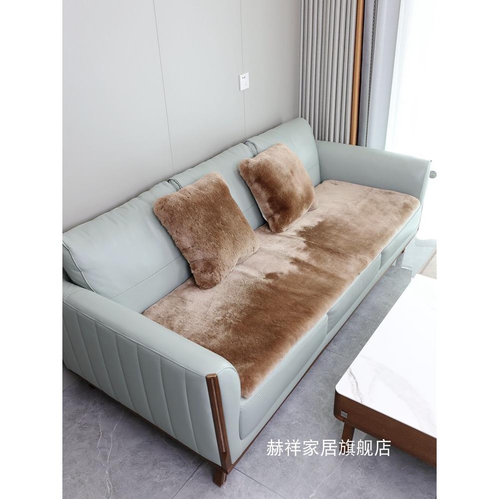 澳洲纯毛沙发垫冬季防滑羊剪短毛真皮一体式高档红木沙发垫
