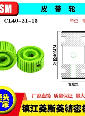 MSM美斯美光伏皮带轮舌头轮包胶PA12耐磨滚轮滑轮CL40-21-15