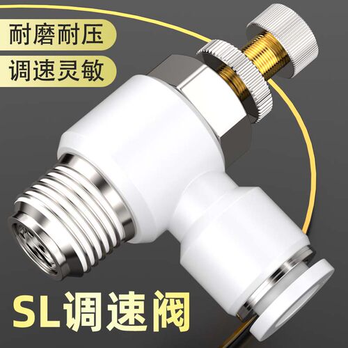 节流阀气动可调气管快速接头sl4/6/8-m5-01/02气缸调压调速调节插