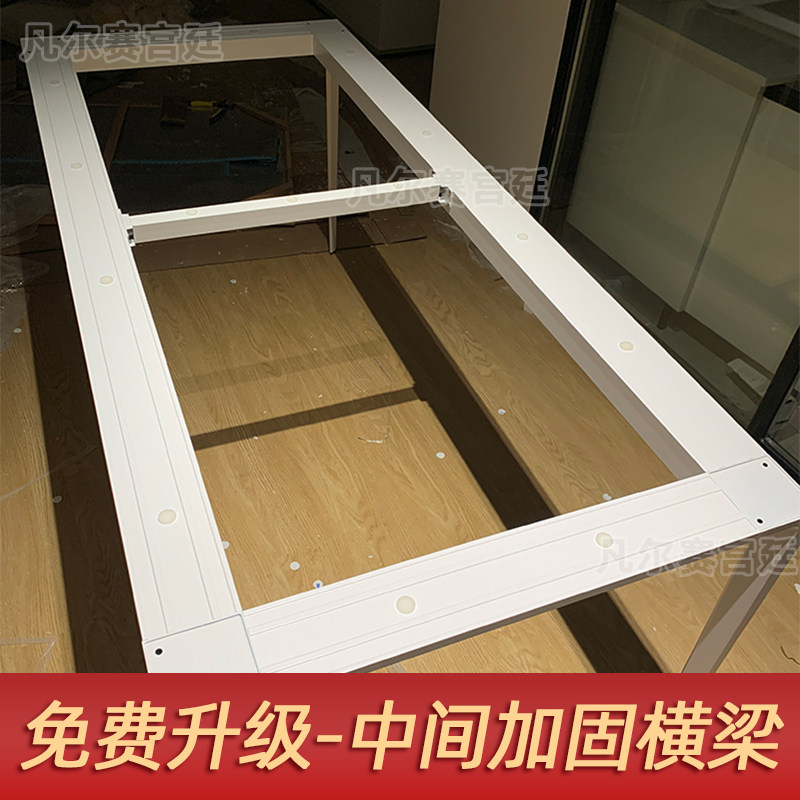 德利丰纯白岩板餐桌铝合金极简白色桌子家M用小户型现代简约饭桌