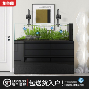 水草缸水族箱底滤造景客厅超白玻璃兰寿溪流缸侧溢流生态鱼缸