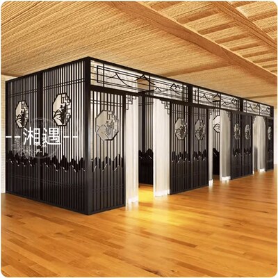 新中式餐厅屏风卡座隔断茶楼烧烤饭店包间餐饮火锅T店包厢铁艺围