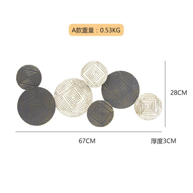 铁艺立体简约圆形l墙面壁挂现代时尚背景墙壁饰客厅餐厅卧室挂饰