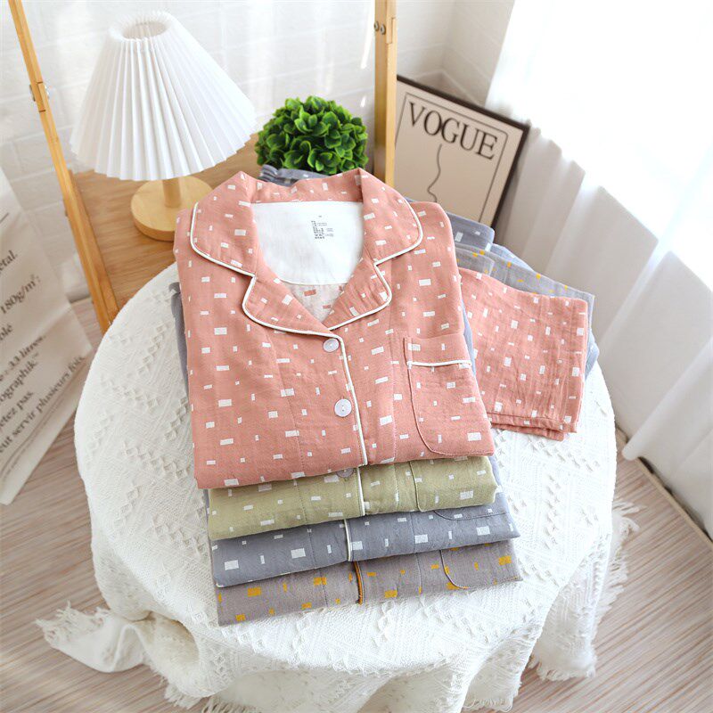 纯棉纱布睡衣女春秋季长袖套装情侣2025新款小个子大码男士家居服