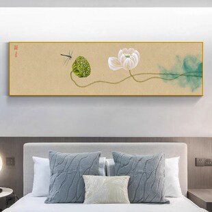 壁画 饰画主卧房间墙面挂画客厅书房背景墙新款 新中式 卧室d床头装