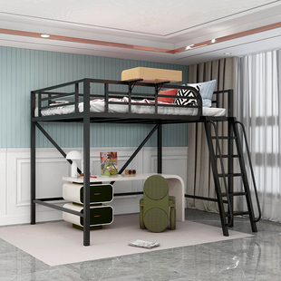 高架床单上d层学生宿舍床复式二楼上床下空阁楼式成人铁架床铁艺