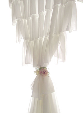 梦幻多层蛋糕裙蕾丝纱帘免打孔公主白色背景半遮光2U021新款窗帘