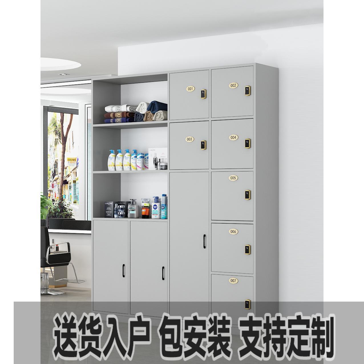 美发店收纳柜毛巾柜多功能组合产品展示柜美发店置物柜木质更衣柜