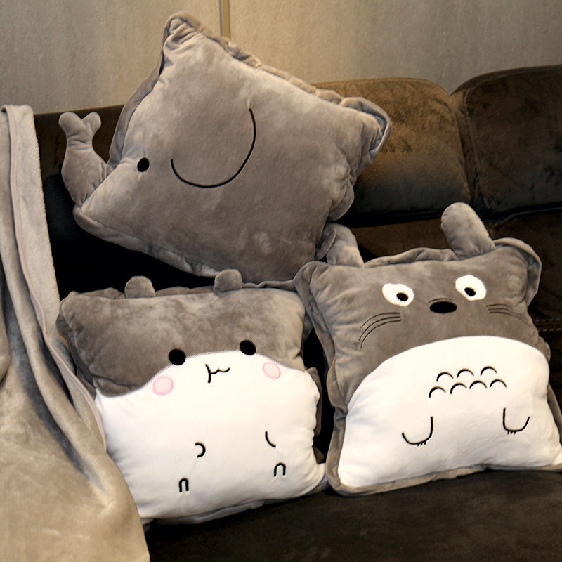 抱枕被子两用办公室多功能午睡y小枕头靠枕汽车上靠垫三合一可拆