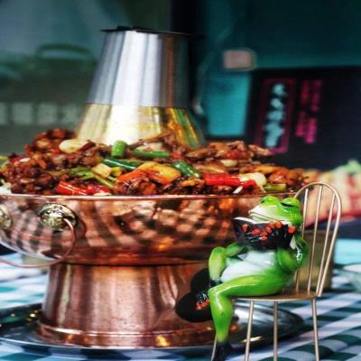 双层铜锅牛蛙纯铜木炭两层铜火锅鸡鸳鸯紫铜火锅炭U火当蛙锅老城
