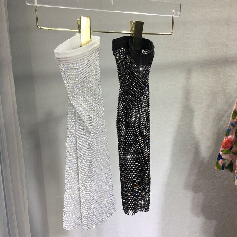欧货重工烫钻袖子四季百搭防晒袖套闪亮黑白色衣服配饰通用显瘦潮
