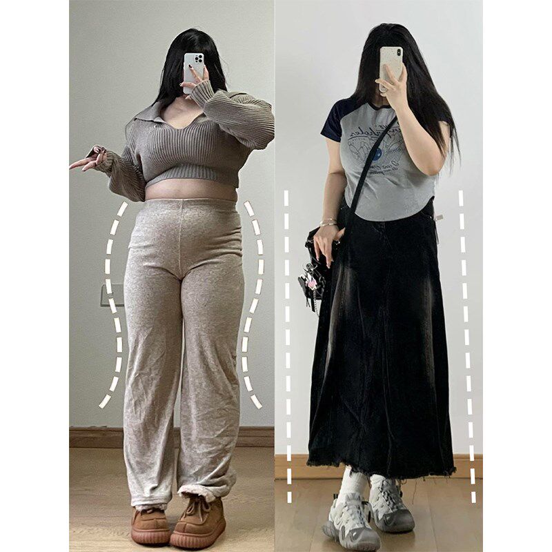300斤大码女装高街黑色牛仔半身裙女胖mm夏季新款裙子显瘦a字长裙