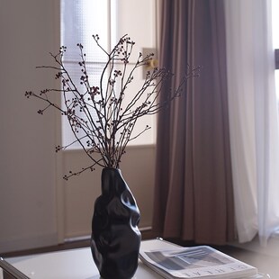 灯台花干树枝干花诧寂风玄关摆件不规则花瓶新中T式瓶插花自然风