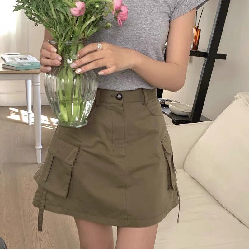 南瓜籽女装定制大码胖妹妹mm港风休闲工装裙夏季高腰显瘦半身短裙