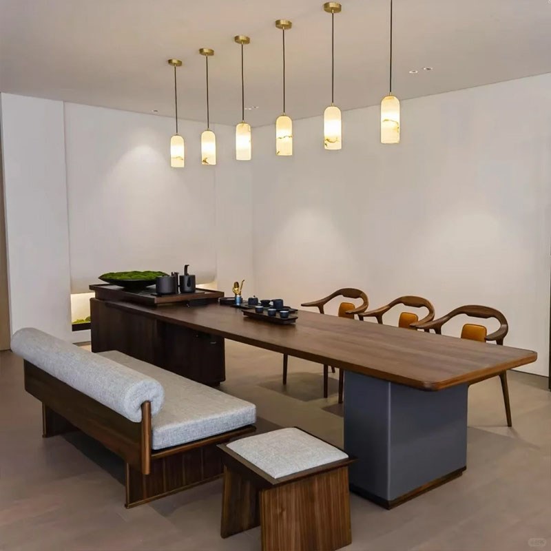 新中式黑胡桃木茶桌组合简约实C木茶台茶室家用客厅办公室茶几