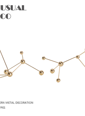 简约欧式点线球几何辐射状金属B摆件样板房售楼处软装饰品摆设