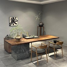 新中式简约实木茶桌椅组合2025新款J高端茶空间黑胡桃木泡茶台