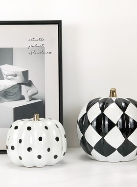 简约黑白南瓜摆件样板房售楼处儿童房书房W软装饰品摆设