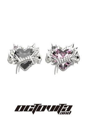 OCO 封心锁爱k原创爱心彩色锆石戒指 冷淡风炼条开 口戒潮