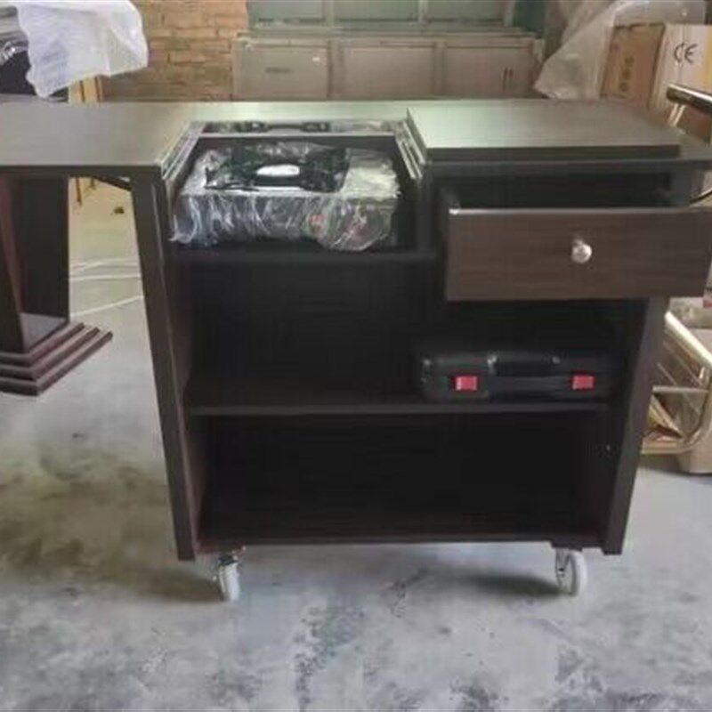 黑胡桃色卡式炉煮餐车鲍鱼车酒店会所高档服务车送餐车糕点车手推