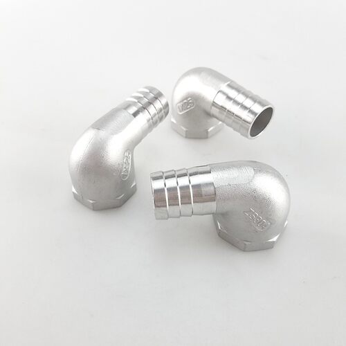 304不锈钢内丝弯头皮接 内螺纹宝塔皮管接头内牙90带刺竹节皮插