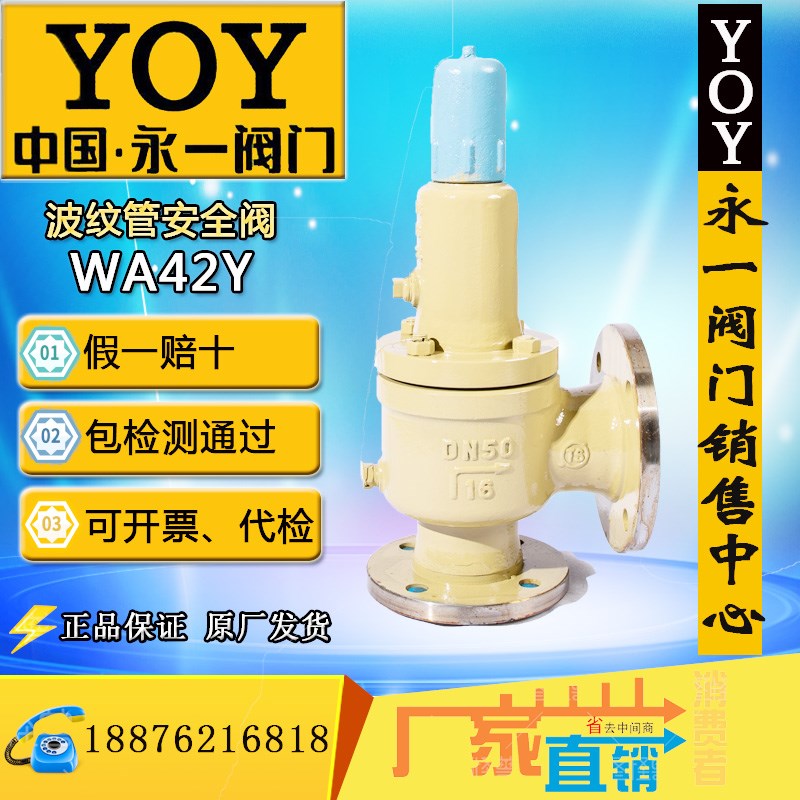 永一安全阀WA42Y-16C/16P/16RDN50DN80波纹管平衡式氯气