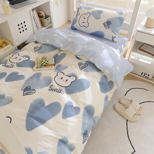 大学生宿舍床上三件套100全棉男女生单L人床单被套床品四件套3