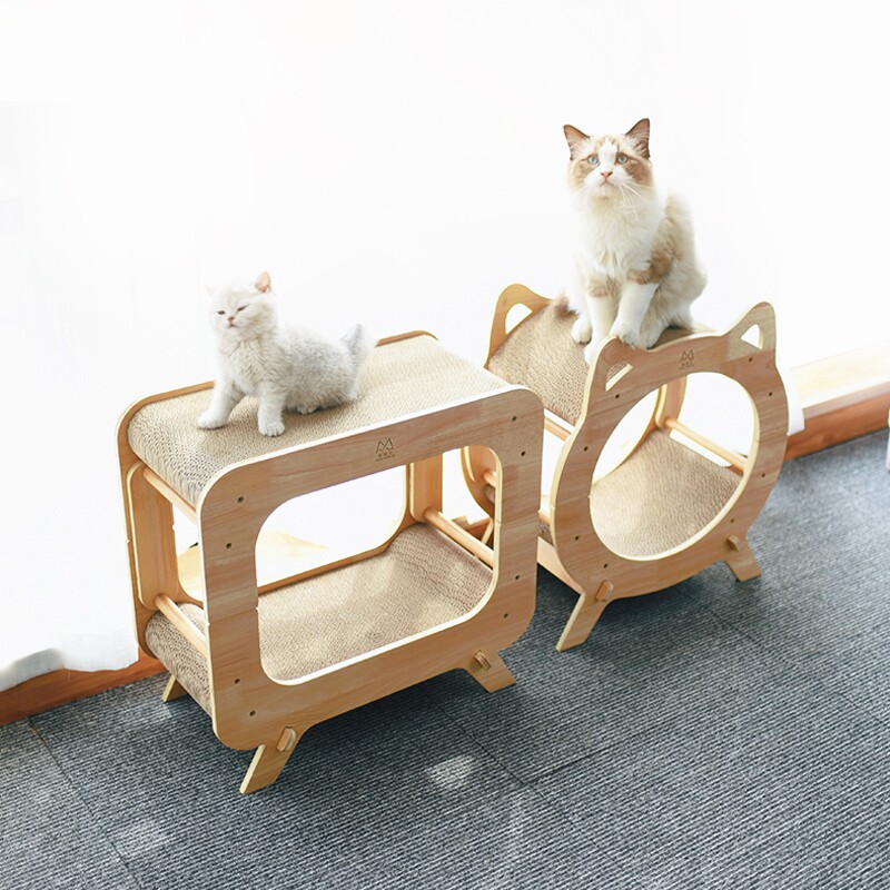 猫抓板猫咪磨爪神器立式实木耐磨瓦楞纸可替换多功能猫抓板电视机