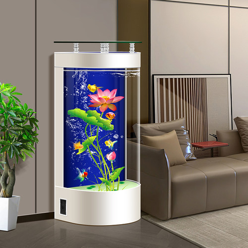 2023新款鱼缸客厅小型免打理生态过滤半圆电视柜旁落地水族箱静音