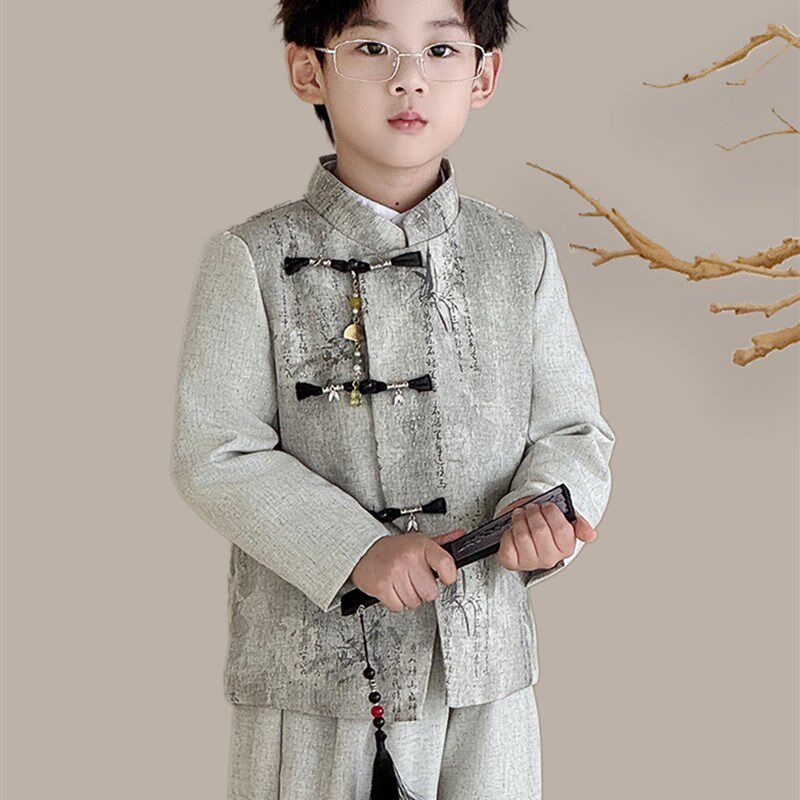 男童新中式国风西服套装2025秋季新款唐装儿童生日主持汉服演出服