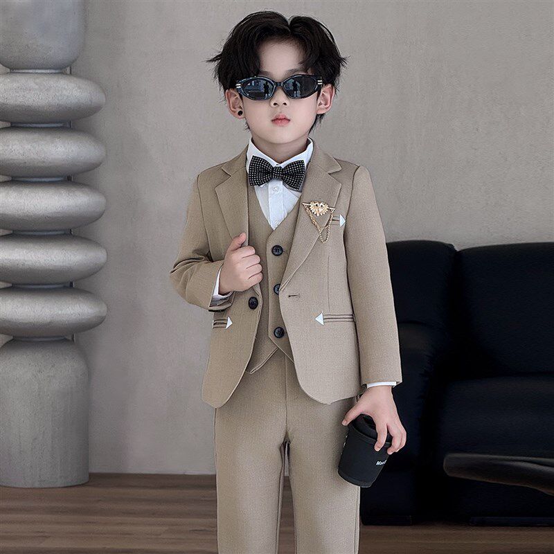 男童礼服春秋2025新款花童生日小主持人西服英伦风男孩钢琴演出服