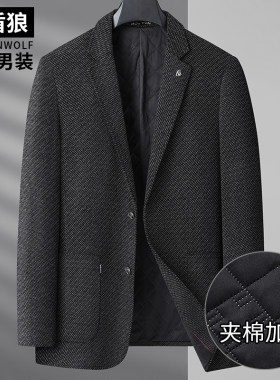 秋冬装加厚大码男士休闲西服外套加肥加大男夹棉单西便服胖子西装