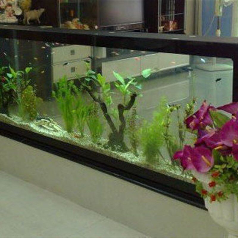 定做玄关隔断镶嵌入式生态鱼缸餐边柜台式水族箱玻璃客厅酒柜鱼缸