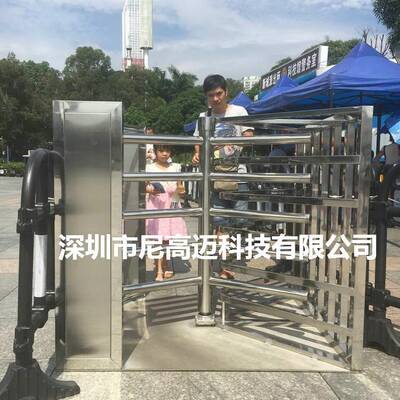 火车站出口旋转转轴机不锈钢单方向通过自由门旅客疏散半高转闸机