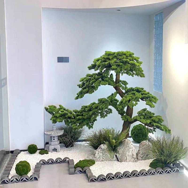 仿真松树罗汉松迎客松假树景观摆件新中式玄关造景装饰美人松盆景