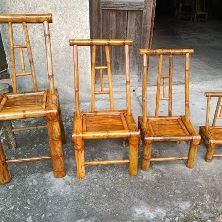 靠背老式竹椅子凳子手工复古客厅餐椅茶几阳台乘凉庭院户外椅子