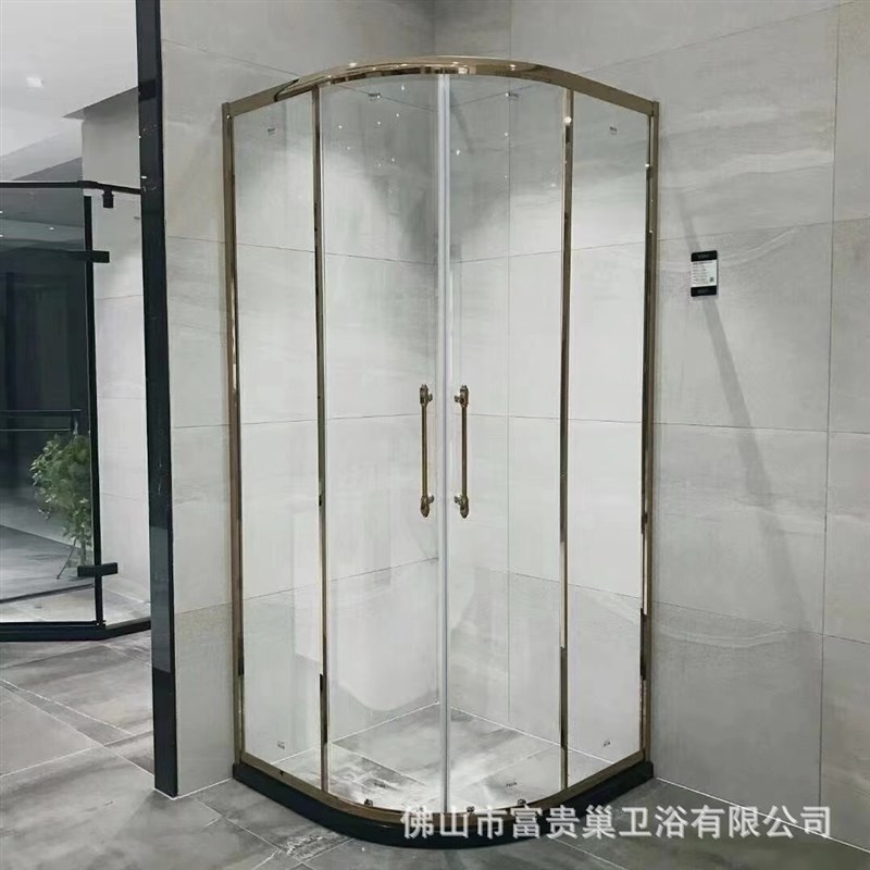 新款弧扇形定制淋浴房玻璃隔断现代简约淋浴隔断极窄W移门式沐浴