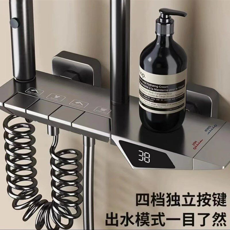 全铜淋浴花洒套装家用冷热沐浴卫浴增压洗澡喷头枪灰浴室花晒新款