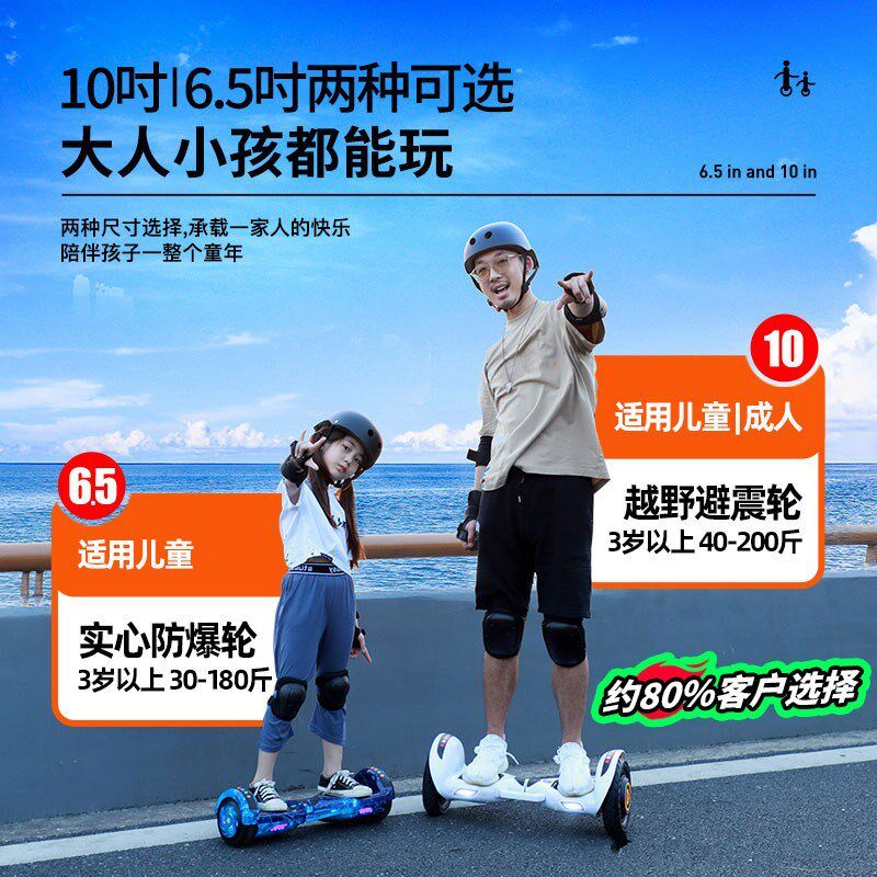 2023新款儿童电动平衡车智能体感腿控小孩6L一8一12二轮无杆平行