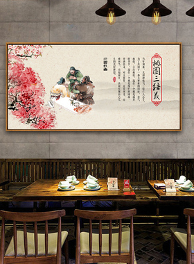 三国人物装饰画刘关张火锅店x挂画五虎上将画桃园三结义草船借箭