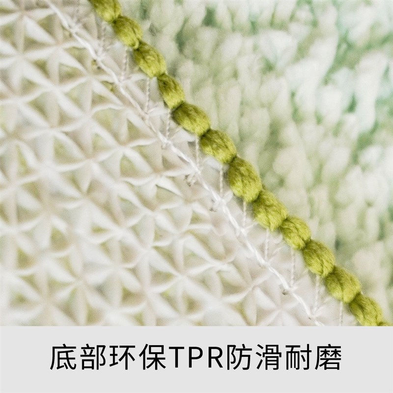 小清新植物花卉地毯隔凉t防滑卧室床边地毯耐脏吸水植绒客厅
