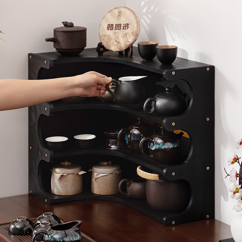 桌面杯架b茶桌置物架新中式博古架桌上紫砂壶多层茶具摆放架子实