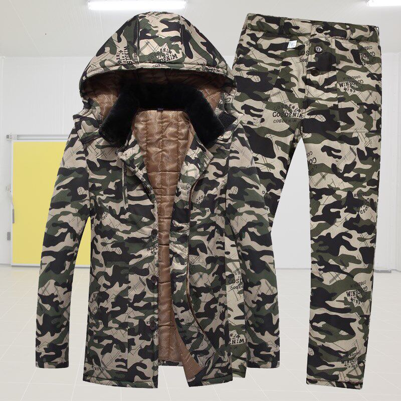 劳保迷彩棉服男加厚防寒中长款冷库防寒服N专用工作棉衣套装宽松