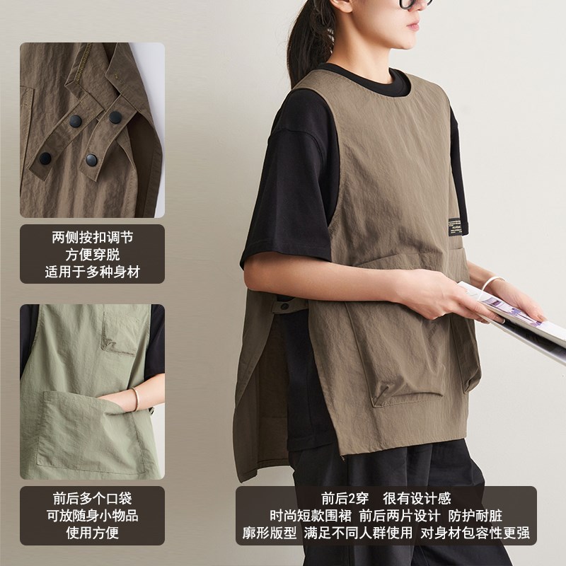 防泼水两穿d罩衣餐饮超市美甲画画咖啡宠物店学校工服围裙厨房定