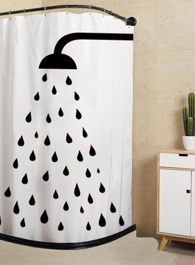 磁性浴帘套装免打孔浴室弧形L浴帘杆D304不锈钢卫生间隔断帘防水