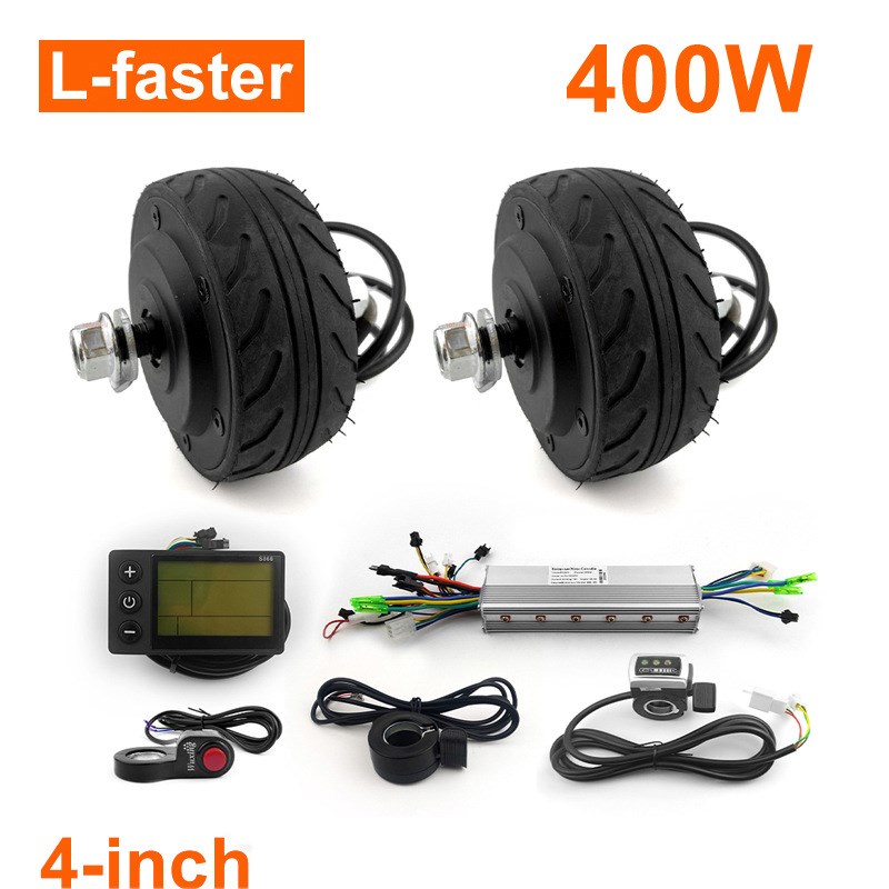 双驱动 4 英寸 24V 36V 200W 电动机轮套件拇指油门速度屏幕显示