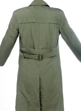 库存87年男士校风衣t老式绿色大衣 可拆卸绒内胆绿风衣