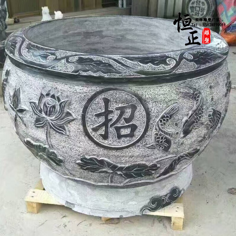 庭院小区景e观雕塑摆件石雕户外庭院花盆摆件荷叶大花缸鱼缸雕塑